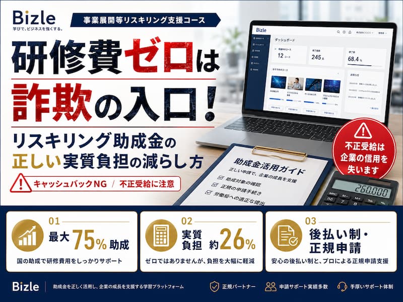 研修費ゼロは詐欺の入口！リスキリング助成金の正しい実質負担の減らし方